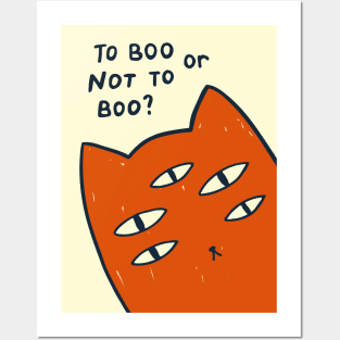 To boo or not to boo, Halloween poster, Funny cat art print, Modern art, Fun art Posters and Art